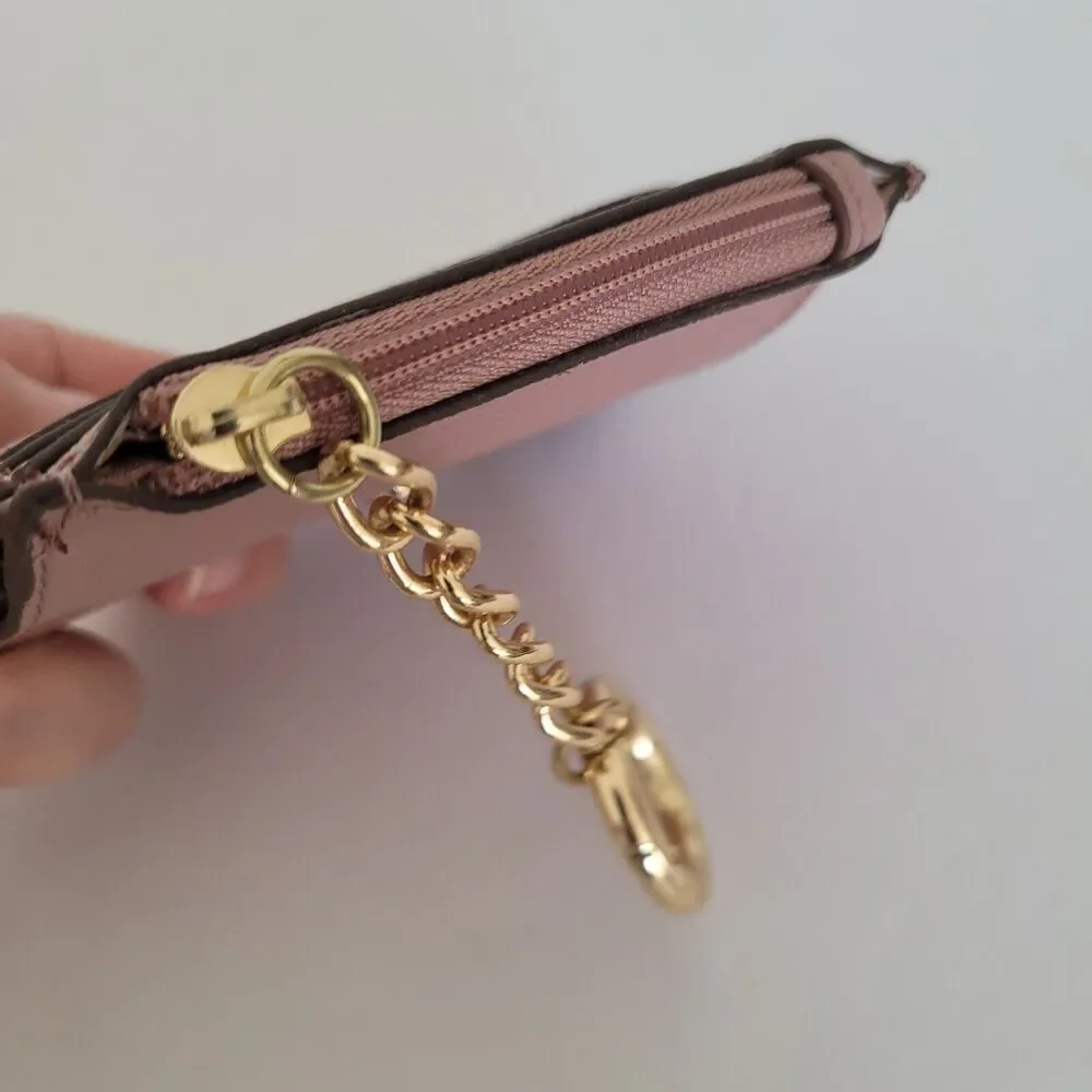 Anne Klein Small Mini Wallet Card Coin Holder Key Ring Compact‎ Light Blush Pink